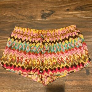 Haute hippie multicolor silk drawstring shorts